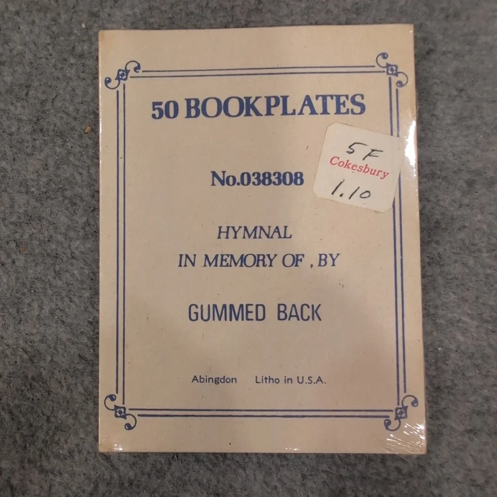 Lot of 50 Blank Vintage Abingdon Hymnal Bookplates Memorial In Memory Of‎